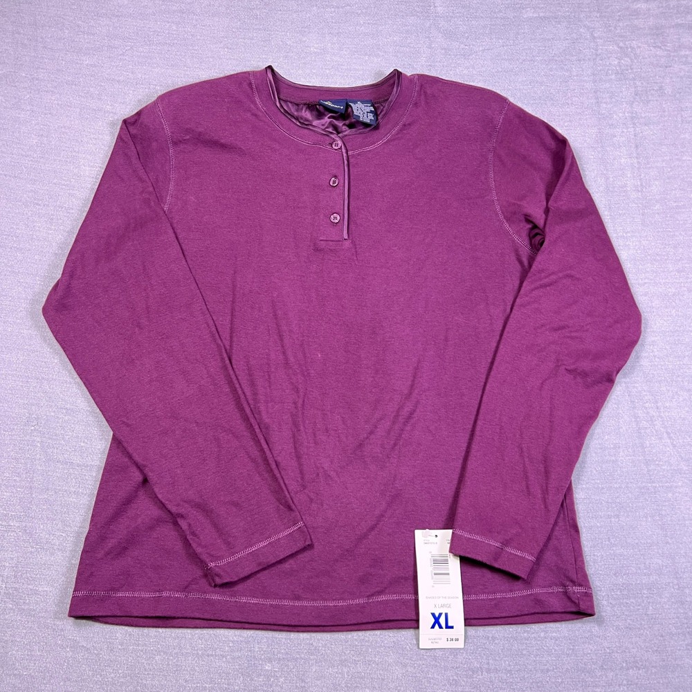 Lizsport Shades‎ of the Season Shoulder Pads Henley Top Womens XL Purple Cotton